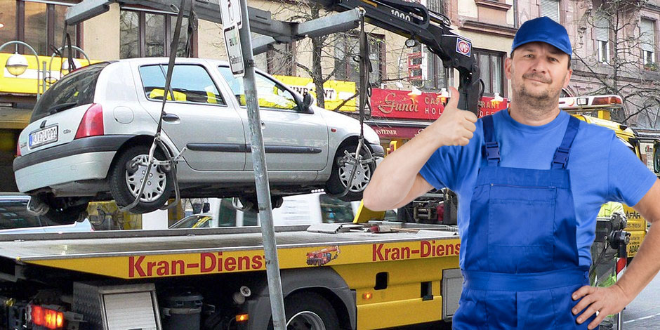 Frauenheld mit Abschleppwagen