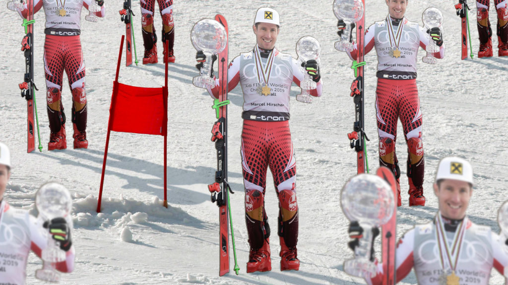 Pappaufsteller von Hirscher auf Piste