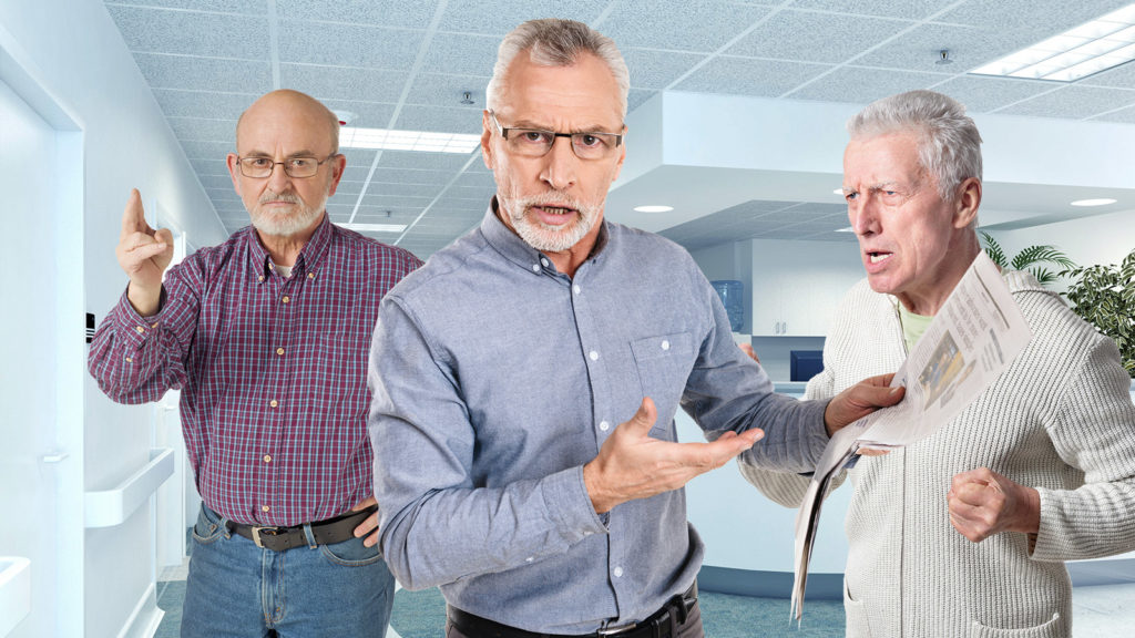 Alte Männer streiten sich im Spital