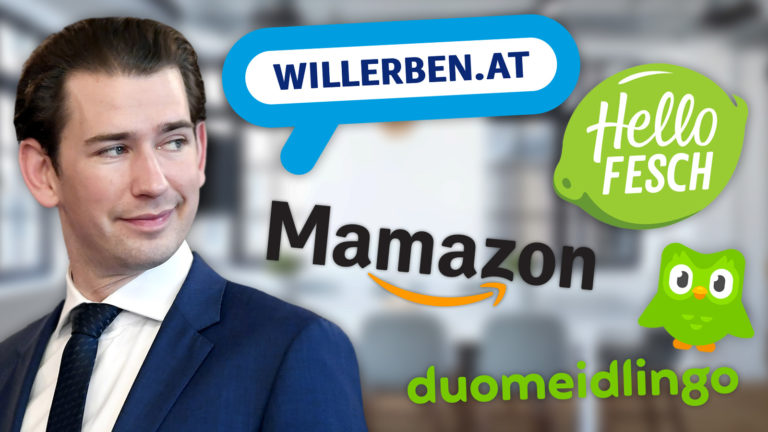 Kurz und daneben Unternehmenslogos