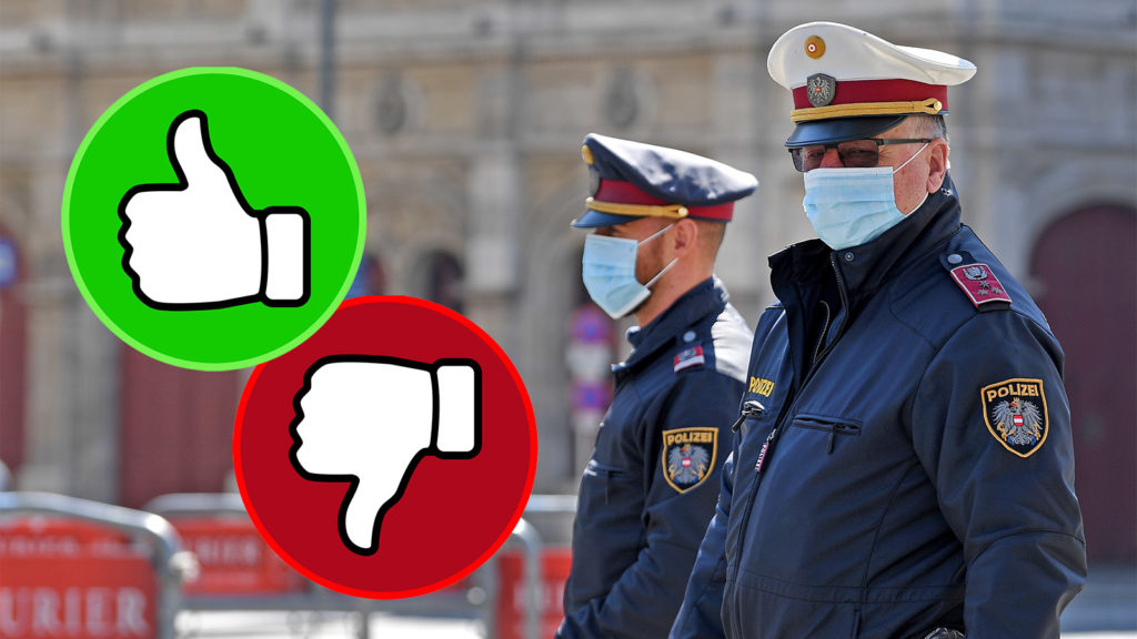 Polizisten mit Gesichtsmaske
