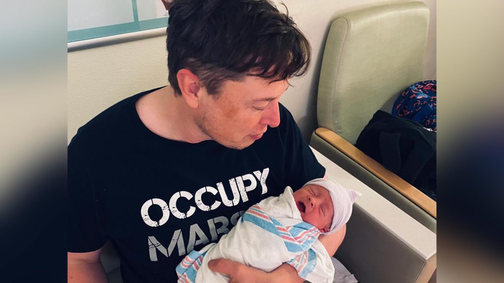 Elon Musk mit Baby