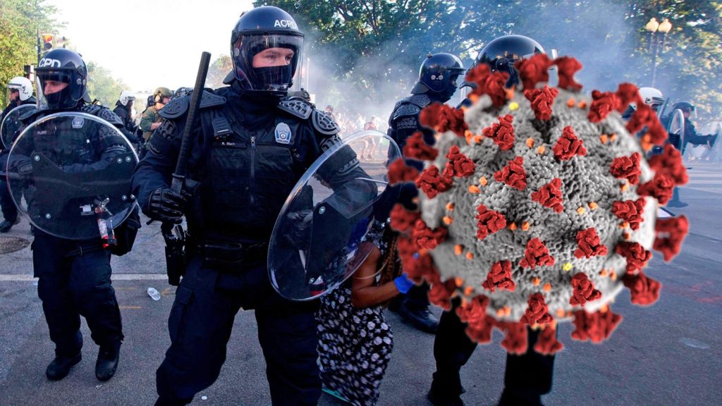 Coronavirus neben US-Polizei