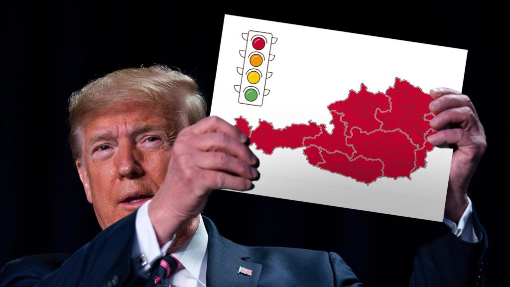 Trump hält Foto mit Corona-Ampel hoch