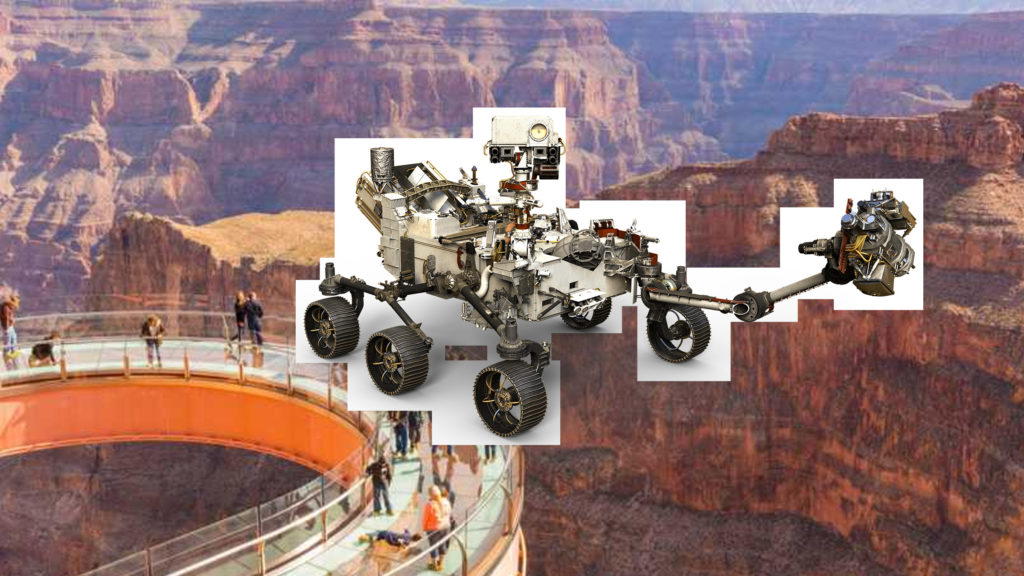 Schlechte Bildmontage, auf der die Raumsonde im Grand Canyon steht
