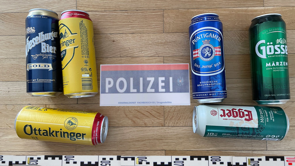 Sichergestellte Bierdosen
