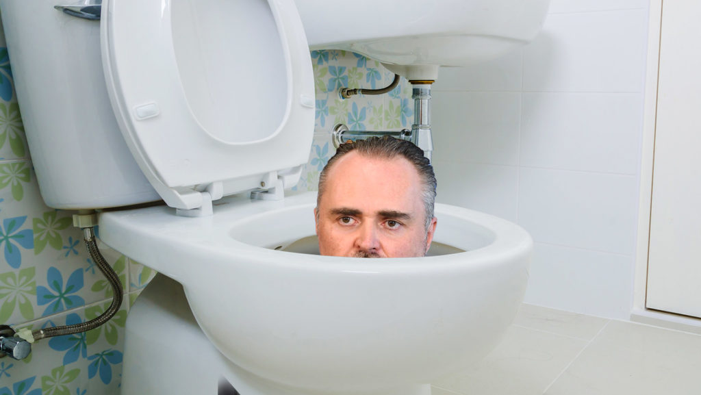 Doskozil schaut aus Toilette