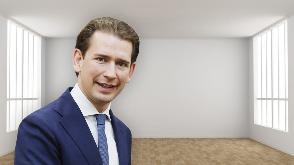 Kurz zeigt die leeren Räumlichkeiten der ÖVP