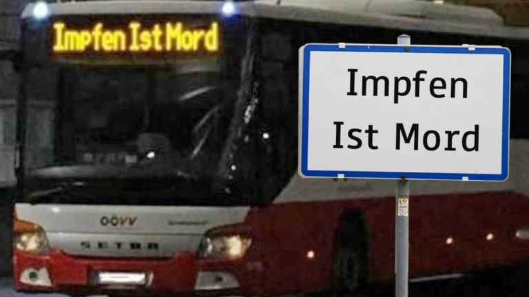 Ortsschild "Impfen ist Mord"