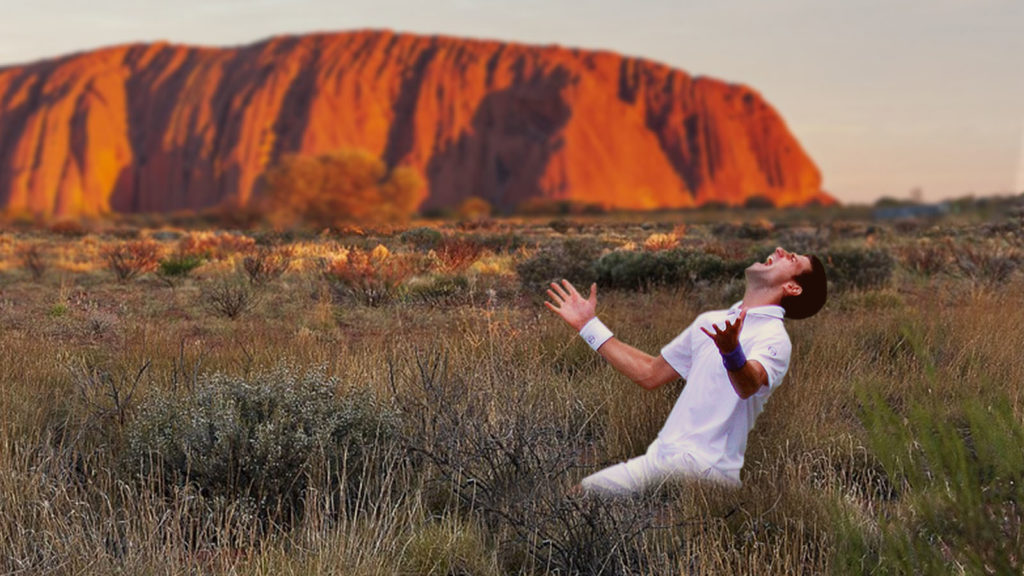 Djokovic kniet besiegt vor dem Ayers Rock
