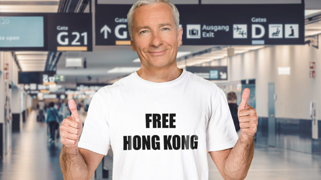 Pariasek mit "Free Hong Kong" Shirt