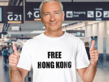 Pariasek mit "Free Hong Kong" Shirt