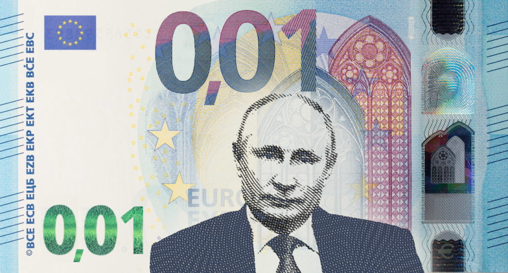 Euroschein mit Putins Gesicht darauf