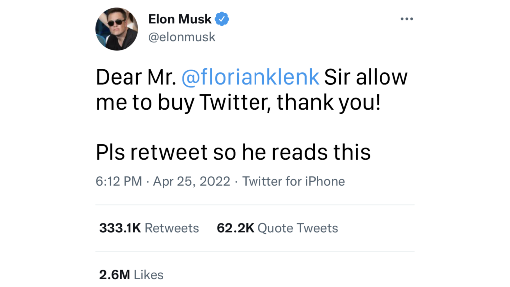 Tweet von Elon Musk