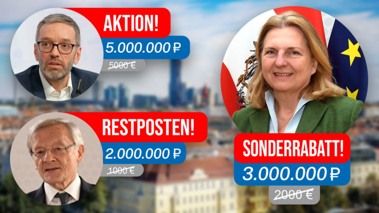 Ein Prospekt in dem billige Österreichische PolitikerInnen beworben werden