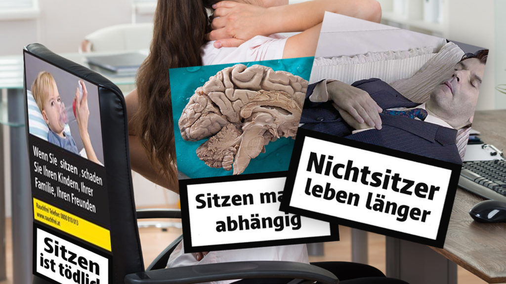 Warnhinweise auf einem Sessel