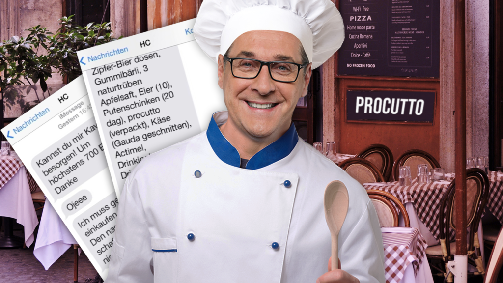 Strache posiert vor seinem neuen Restaurant