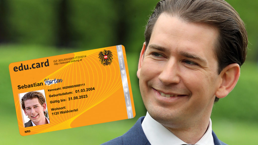 Sebastian Kurz mit Schülerausweis