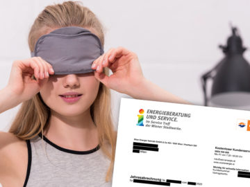 Frau zieht sich Augenmaske an