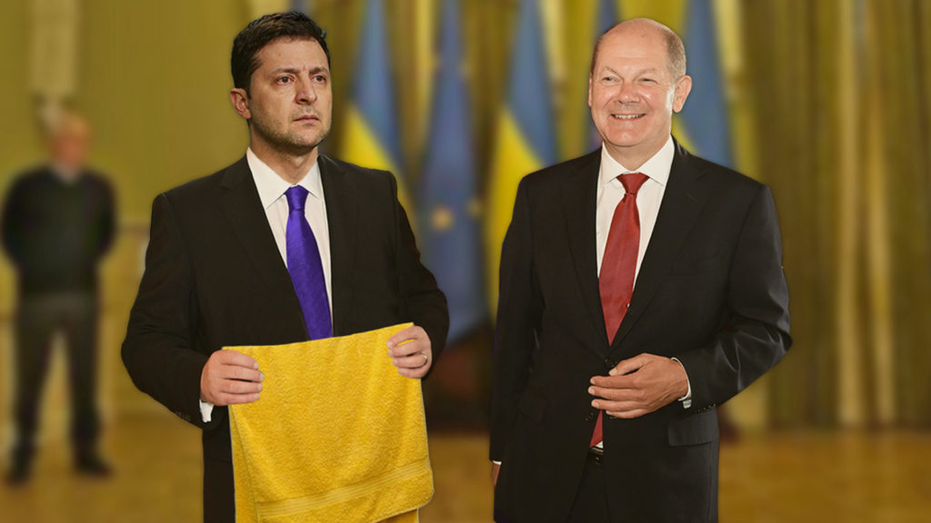 Scholz übergibt Selensky ein Handtuch