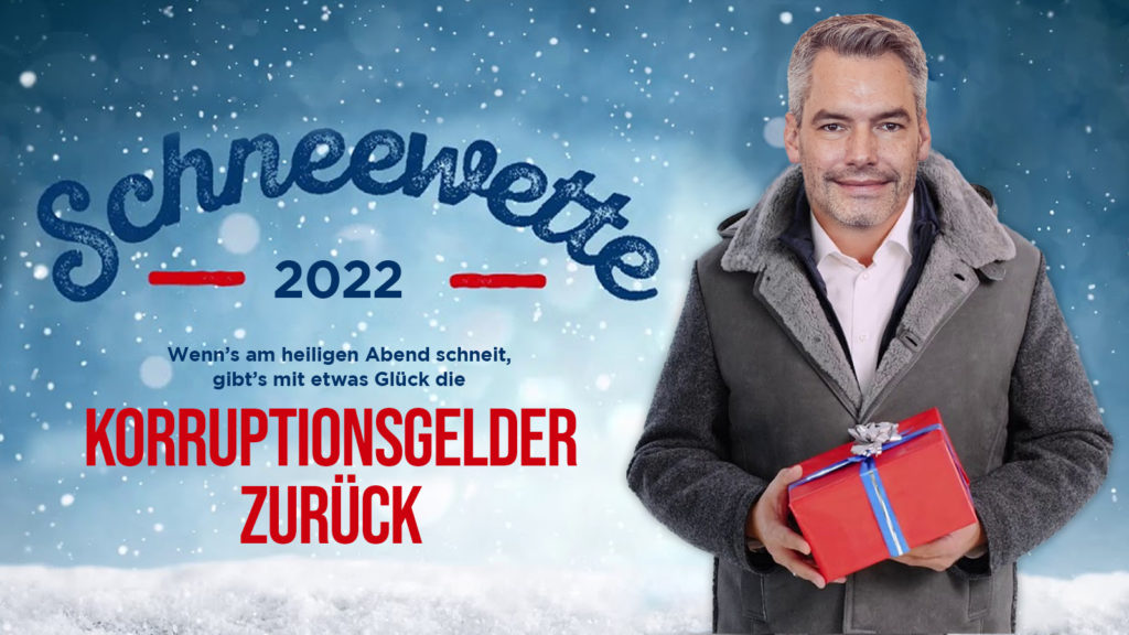 Karl Nehammer in der Hartlauer Schneewetten Werbung