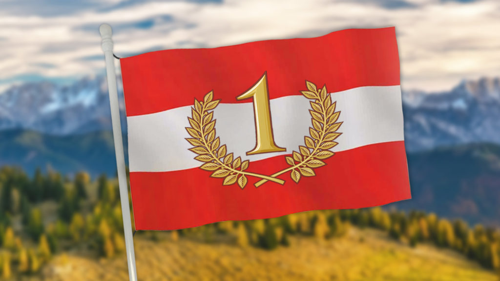 Eine Österreich Flagge mit der Nummer 1