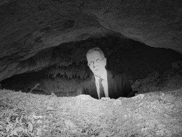 Wildcam: Van der Bellen schaut grantig aus einer Höhle