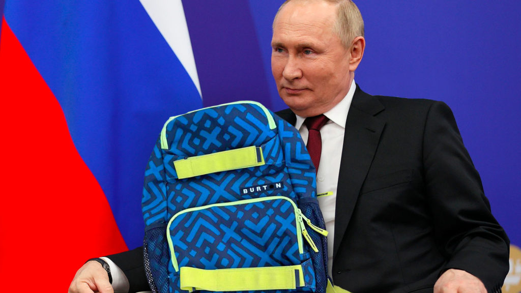 Putin mit Burton Rucksack