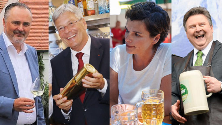 Doskozil, Kaiser, Rendi Wagner und Luwig beim Alkoholgenuss