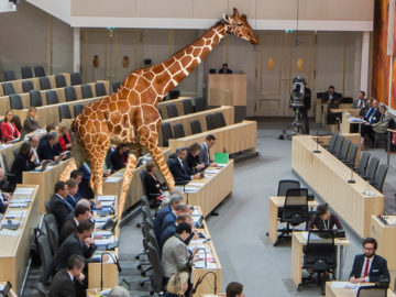 Giraffe im Parlament