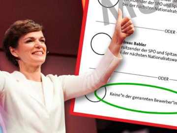 Rendi-Wagner mit Stimmzettel