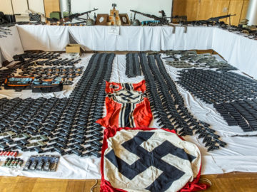 Waffen und Hakenkreuzfahnen