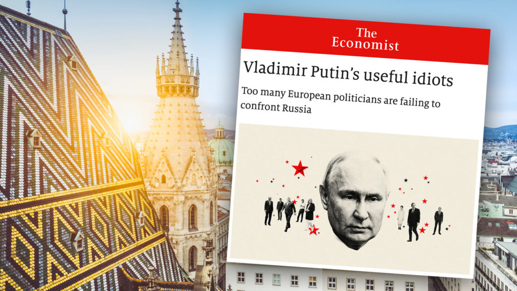Wiener Stephansdom, daneben Screenshot von Economist Artikel