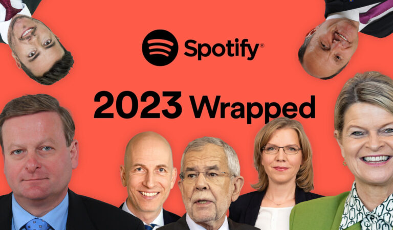 Politiker:innen umrahmen das Spotify Logo