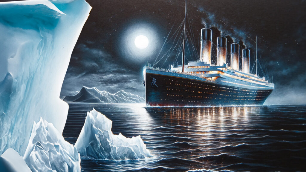 Titanic rast auf den Eisberg zu
