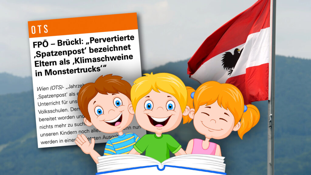 Glückliche Kinder lesen die Adlerpost
