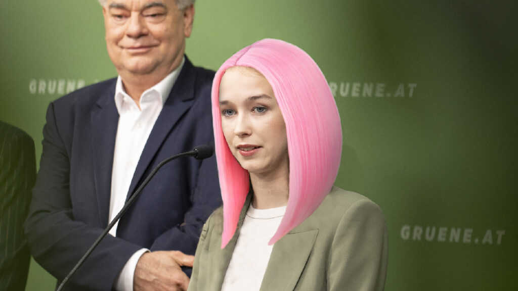 Schilling mit pinker Perücke