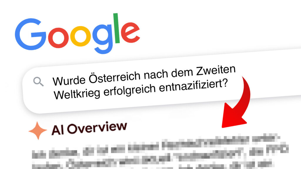 Die Google Suche mit einem roten Pfeil, der auf das AI-Suchergebnis verweist