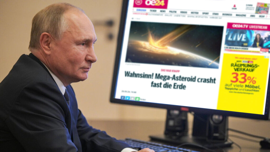 Putin neben oe24.at Bildschirm