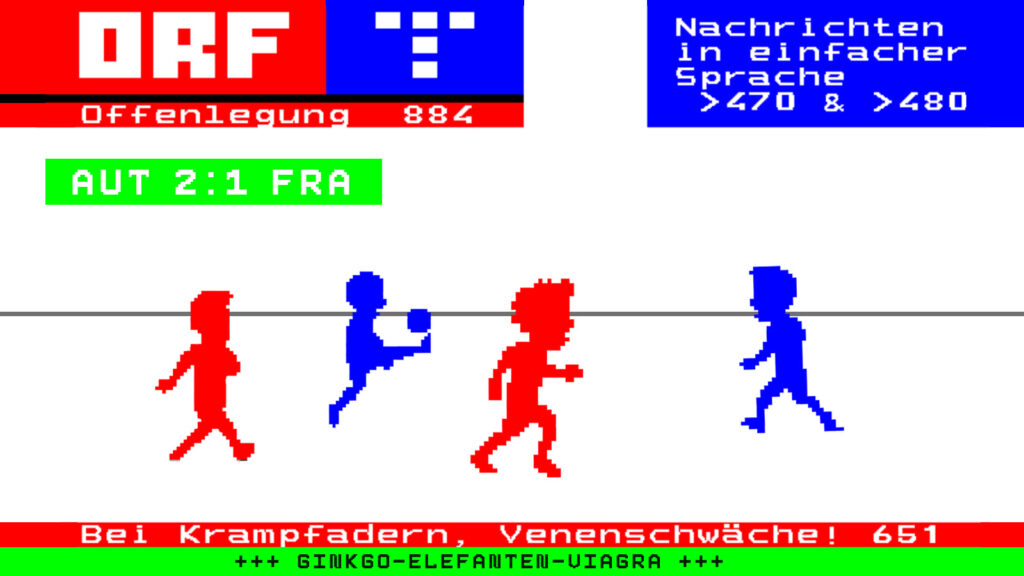 Das Bild zeigt Pixelmännchen, die Fußball spielen