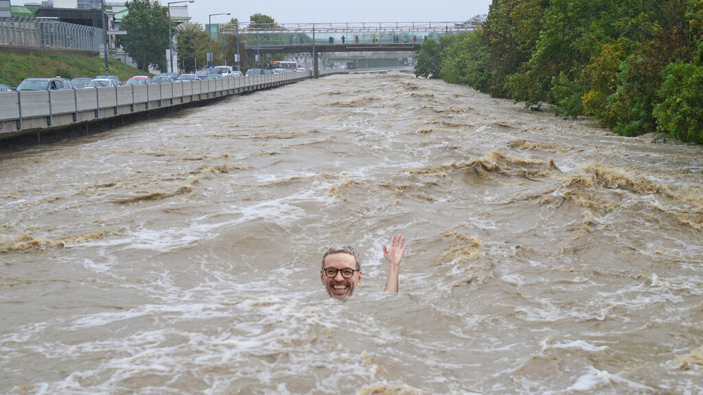 Kickl schwimmt im Wienfluss
