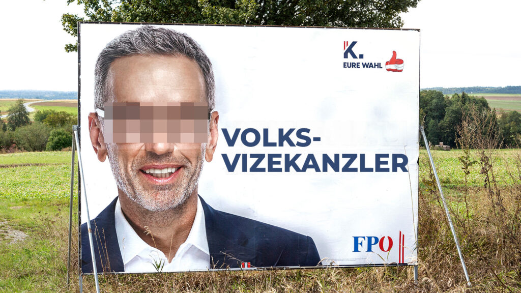 FPÖ-Plakat mit Kickls Gesicht zensiert