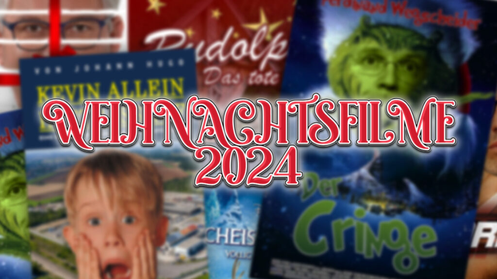 Das Bild zeigt den Text "Weihnachtsfilme 2024", im Hintergrund sind einige Film-Poster.