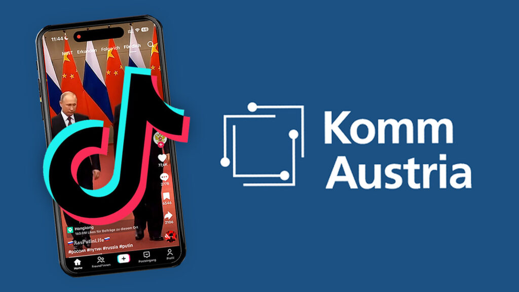 Das Bild zeigt das Tiktok Logo und das Logo der KommAustria.