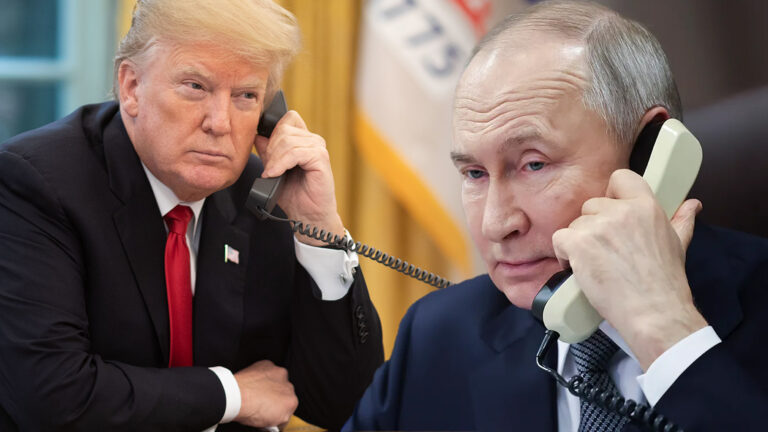 Das Bild zeigt Trump und Putin am Telefon.