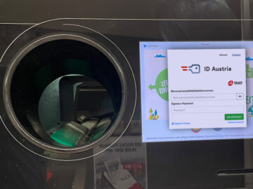 Pfandrückgabe-Automat mit ID-Austria Loginmaske