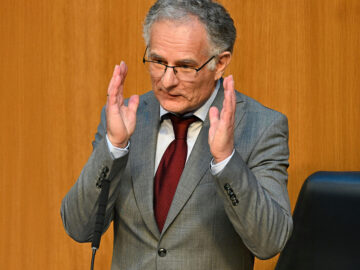 Das Bild zeigt Marterbauer bei der Budgetrede.