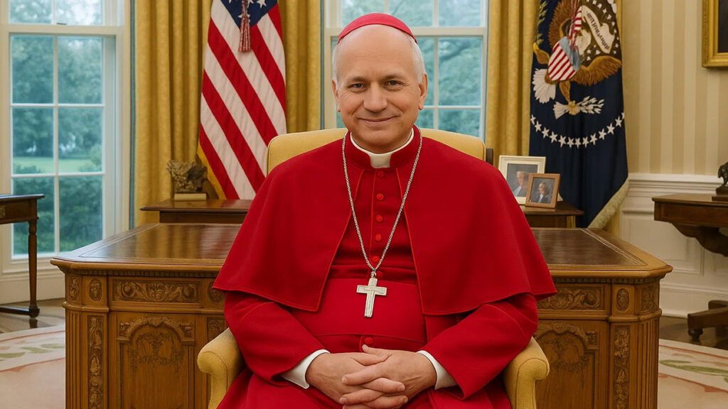 AI-Foto von Papst im Oval Office des Weißen Haus
