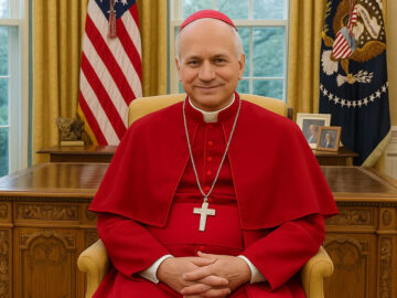 AI-Foto von Papst im Oval Office des Weißen Haus