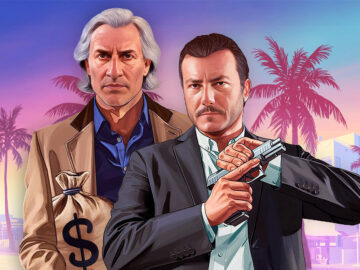 Das Bild zeigt Benko und Grasser in GTA Optik.